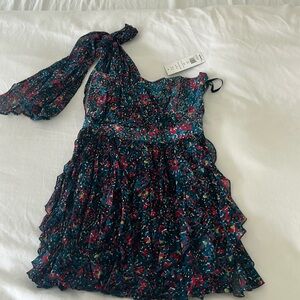 French Connection Spot the Dot asymmetrical mini dress